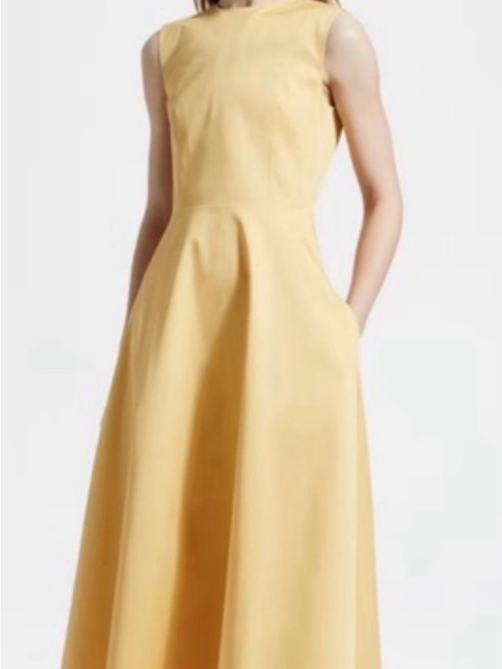 Theory Classic Chino Volume Dart Dress
 Sleeveless Yellow Midi size 6